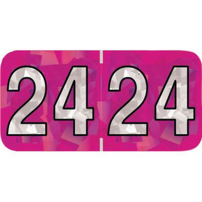 2024 Yearly Aging Labels - Holographic Series - Fuchsia, 1.5" x 0.75", 500/Roll