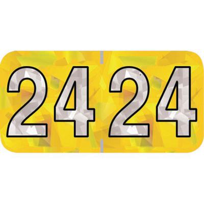2024 Yearly Aging Labels, Holographic Series, Yellow, 1-1/2" x 3/4", 500/Roll