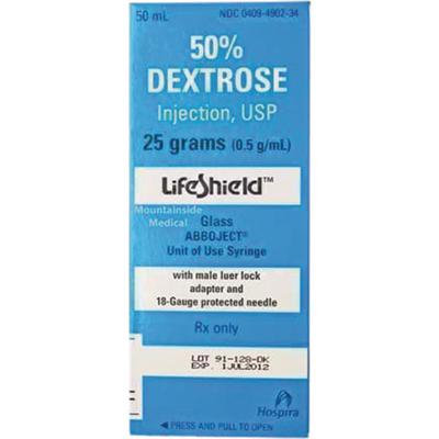 50% Dextrose Injection, USP, 25 g/50 ml, Single Dose Prefilled Syringe, NDC 71872-7282-01