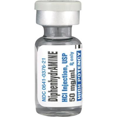 Diphenhydramine HCl 50 mg/1 ml Injection Vial, Single Dose, 1/Pkg, NDC 71872-7180-01