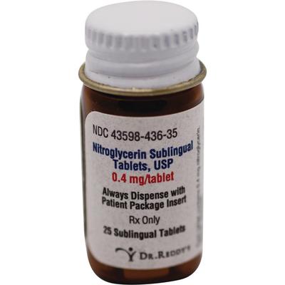 Nitroglycerin Sublingual Tablets, 0.4 mg Strength, 25/Bottle, 01KEZKNMVNPBSBP4YFTZ42KMQB