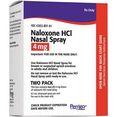Naloxone Hydrochloride Nasal Spray, 4 mg/0.1 mL, 2/Pkg, NDC 45802-0811-84