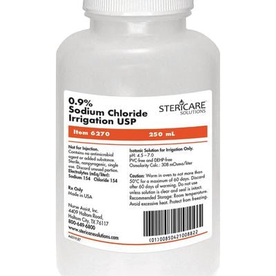 SteriCare Solutions 0.9% Sodium Chloride Irrigation USP, 250 mL Bottle, 1/Pkg