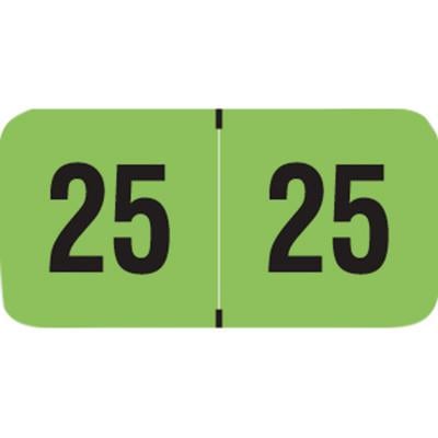 2025 Yearly Aging Labels, Fluorescent Series, Fluorescent Green, 1-1/2" x 3/4", Polylaminated, 500/Roll
