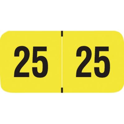2025 Yearly Aging Labels, Fluorescent Series, Fluorescent Yellow, 1-1/2" x 3/4", 500/Roll