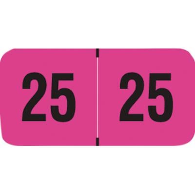 2025 Yearly Aging Labels, Fluorescent Series, Fluorescent Pink, 1-1/2" x 3/4", 500/Roll