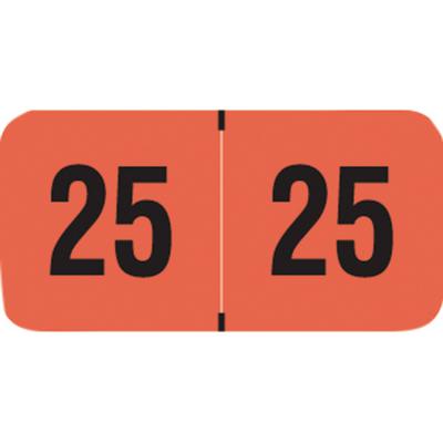 2025 Yearly Aging Labels, Fluorescent Series, Fluorescent Red, 1-1/2" x 3/4", 500/Roll