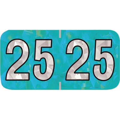 2025 Yearly Aging Labels, Holographic Series, Aqua, 1-1/2" x 3/4", 500/Roll