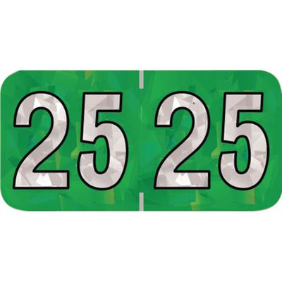 2025 Yearly Aging Labels, Holographic Series, Green, 1-1/2" x 3/4", 500/Roll