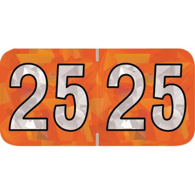 2025 Yearly Aging Labels, Holographic Series, Orange, 1-1/2" x 3/4", 500/Roll