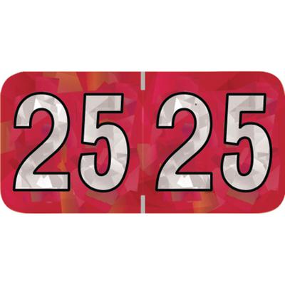 2025 Yearly Aging Labels, Holographic Series, Red, 1-1/2" x 3/4", 500/Roll