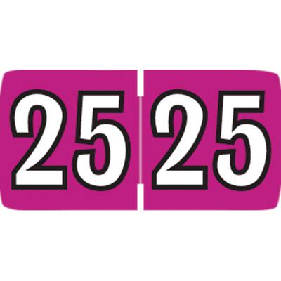 2025 Yearly Aging Labels, Jewel Tone Mini Series, End-Tab, Violet/White, 1/2" x 1", 500/Pkg
