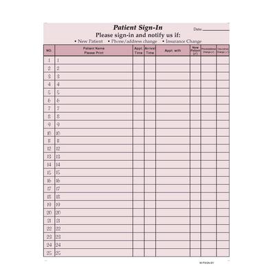Privacy Sign-In Sheets, 2-Part with Peel-Off Labels, Burgundy, 8.5" x 11", 125/Pkg