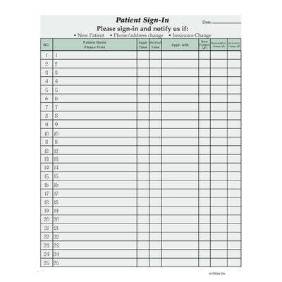 Privacy Sign-In Sheets, 2-Part with Peel-Off Labels, Green, 8.5" x 11", 125/Pkg