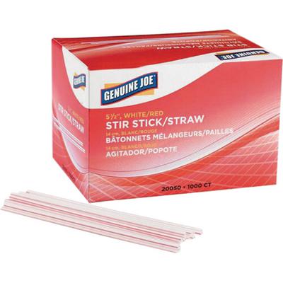 Genuine Joe Stir Sticks/Straws, White, 1000/Box, GJO20050