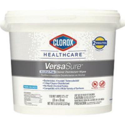 Clorox Healthcare VersaSure Cleaner Disinfectant Wipes, 12" x 12", Presaturated, Tub of 110
