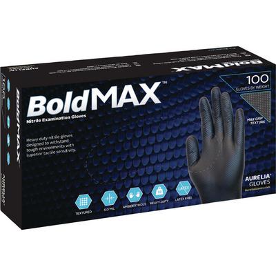 Aurelia Bold Max Nitrile Exam Gloves, Powder Free, Latex Free, Black, 2XL, 90/Box