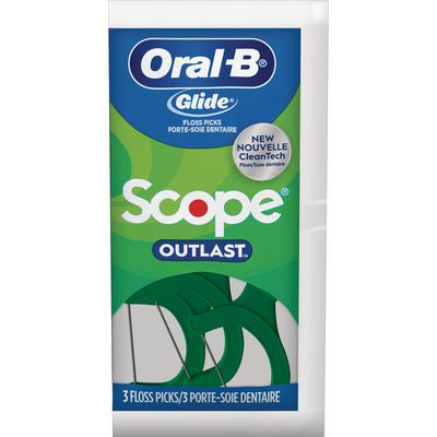 Oral-B Glide Complete Floss Picks with Scope, Mint, C-Shaped, 3/Pack, 72 Packs/Box, 80849545