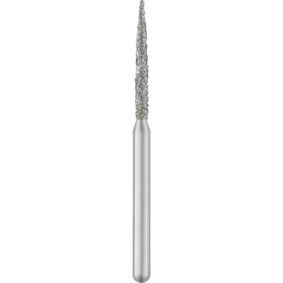 Patterson® Disposable Diamond Bur, FG, Medium Grit, Flame Shape, Blue Ring, 1.2 mm Diameter, 10.0 mm Length, 25/Pkg, #863-012M