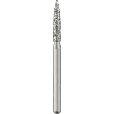 Patterson® Disposable Diamond Bur, FG, Medium Grit, Flame Shape, Blue Ring, 1.6 mm Diameter, 8.0 mm Length, 25/Pkg, #862-016M