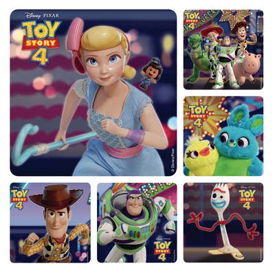 Movie Licensed Stickers, Toy Story 4, 2-1/2" W x 2-1/2" H, 6 Designs/Roll, 100/Roll