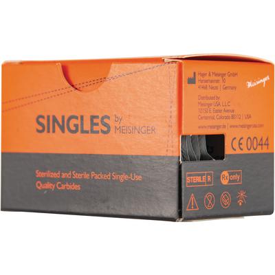 Meisinger Singles Sterile Carbide Bur, FG, Cylinder Round End, #245, 0.09 mm Diameter, 25/Pkg