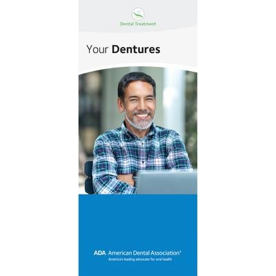 ADA® Brochures, 8 Panel, 3-7/8" W x 9" H, 50/Pkg - Your Dentures