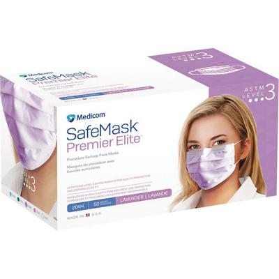 SafeMask® Premier Elite Earloop Face Masks, ASTM Level 3, Latex Free, Lavender, 50/Pkg
