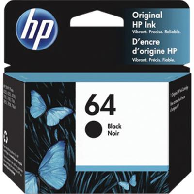 HP 64 Black Ink Cartridge (HP64) for ENVY 6255, 7155, 7855, Page Yield 200