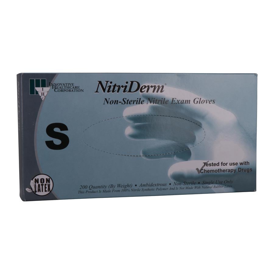 NitriDerm Powder Free Nitrile Exam Gloves, Non-Sterile, Textured, XL, 200/Box, 3.5g