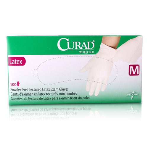 Curad PF Powder-Free Latex Examination Gloves, Extra Small, 100/Box, CUR8103