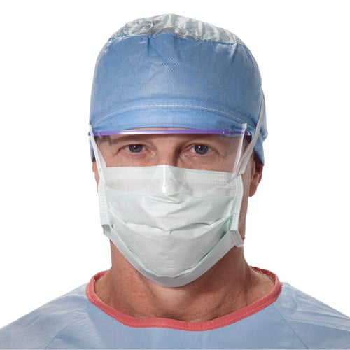 Halyard KC Anti-Fog Surgical Tie-On Mask with Derma-Touch Tape, Green, 50/Box, 49215
