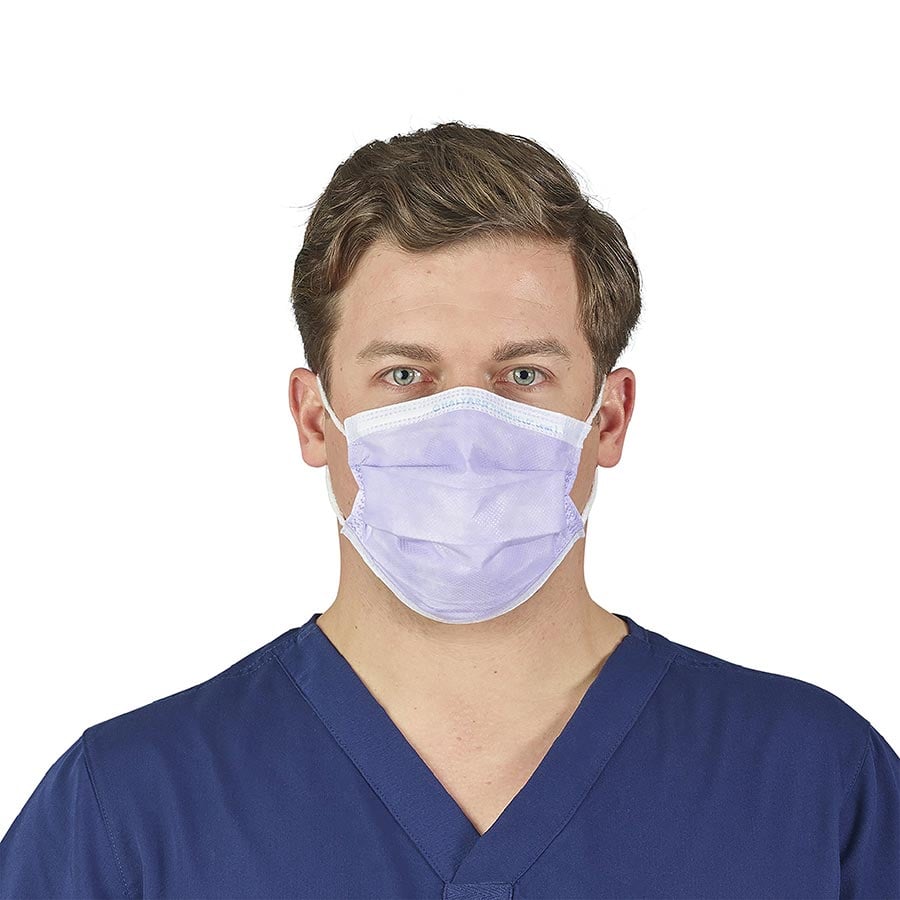 Halyard KC100 Fluidshield 1 Procedure Earloop Mask, ASTM Level 1, Blue, 50/Box