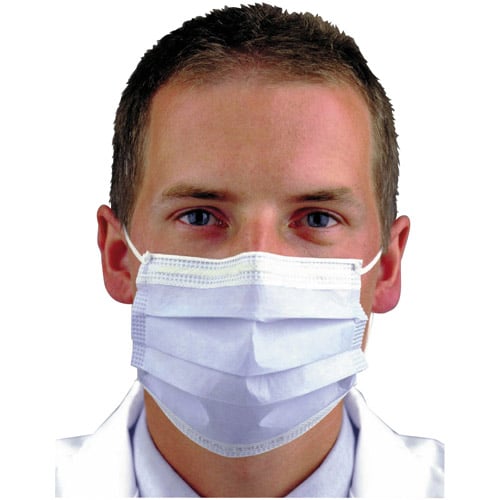 Com-Fit Easy Breathe Tie-On Procedural Mask, Blue, 40/Box, PFE 97% at 0.1 Micron, Ref 20342