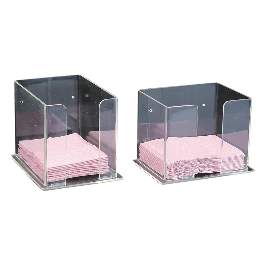 Plasdent Bib Holder, Short Side Loading, Clear, 5" W x 6" H x 7" D, Model 1204