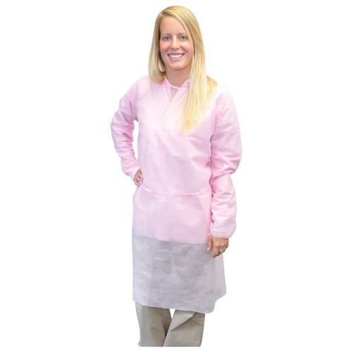 Maytex Elastic Cuff Isolation Gowns, Pink, 50/Box, 6000PINK