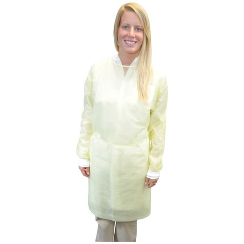 Maytex Knit Cuff Isolation Gowns, Yellow, 50/Box, 6010YL
