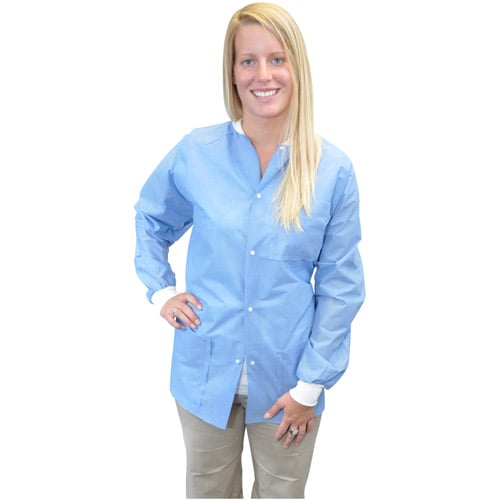 Maytex Disposable Lab Jacket, Blue, Large, 30/Case, 6200B-LG