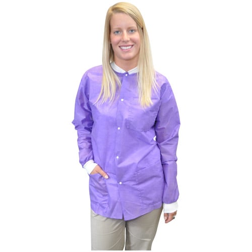 Maytex Disposable Lab Jacket, Purple, Large, 30/Case, 6200PU-LG