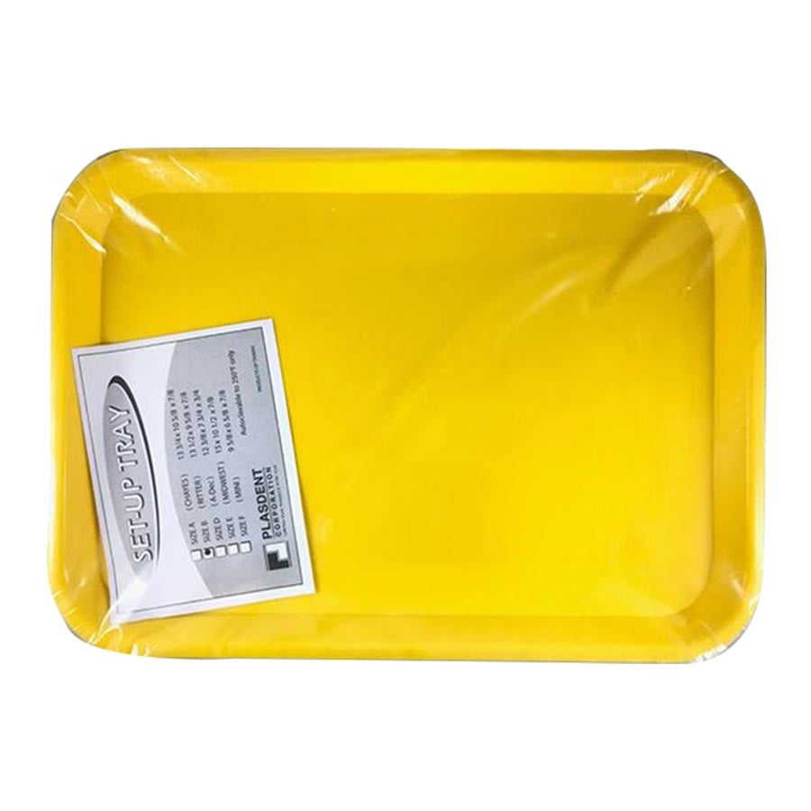 Plasdent Spectrum Large Flat Setup Tray, Size B, Neon Yellow, 13-1/2" x 9-5/8" x 7/8", 300BF3N
