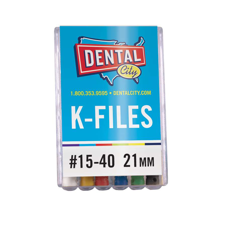 Dental City K-Files, 21mm, #15-40 Assorted Sizes, 6/Pack