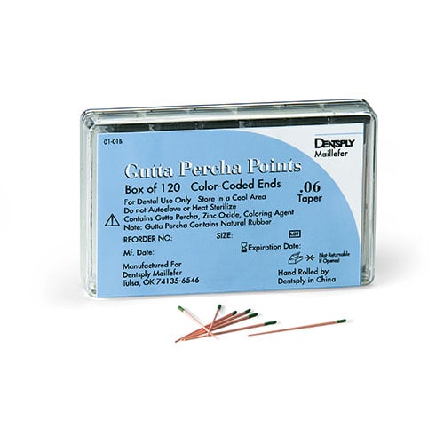 Dentsply Maillefer Gutta Percha Points, Hand Rolled, Plain, Size #80, 20 Points/Vial, 6 Vials/Box, 670939