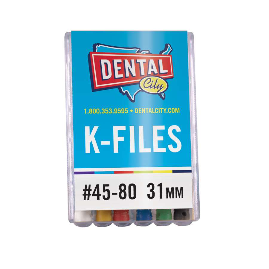 Dental City K-Files 31mm, Assorted Sizes #45-80, 6/Pack