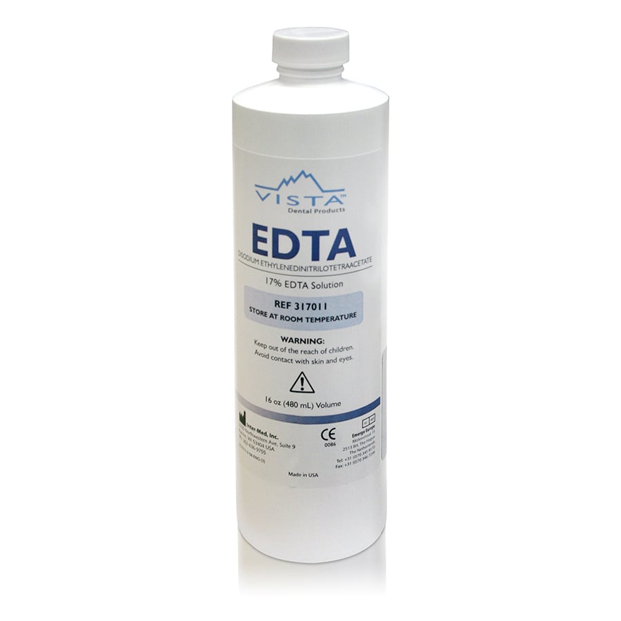 Vista Apex EDTA 17% Aqueous Chelating Agent Unit Dose Kit, 20 x 0.6 mL Prefilled Syringes with 27 Ga Side-Vent Irrigating Tips, #317002