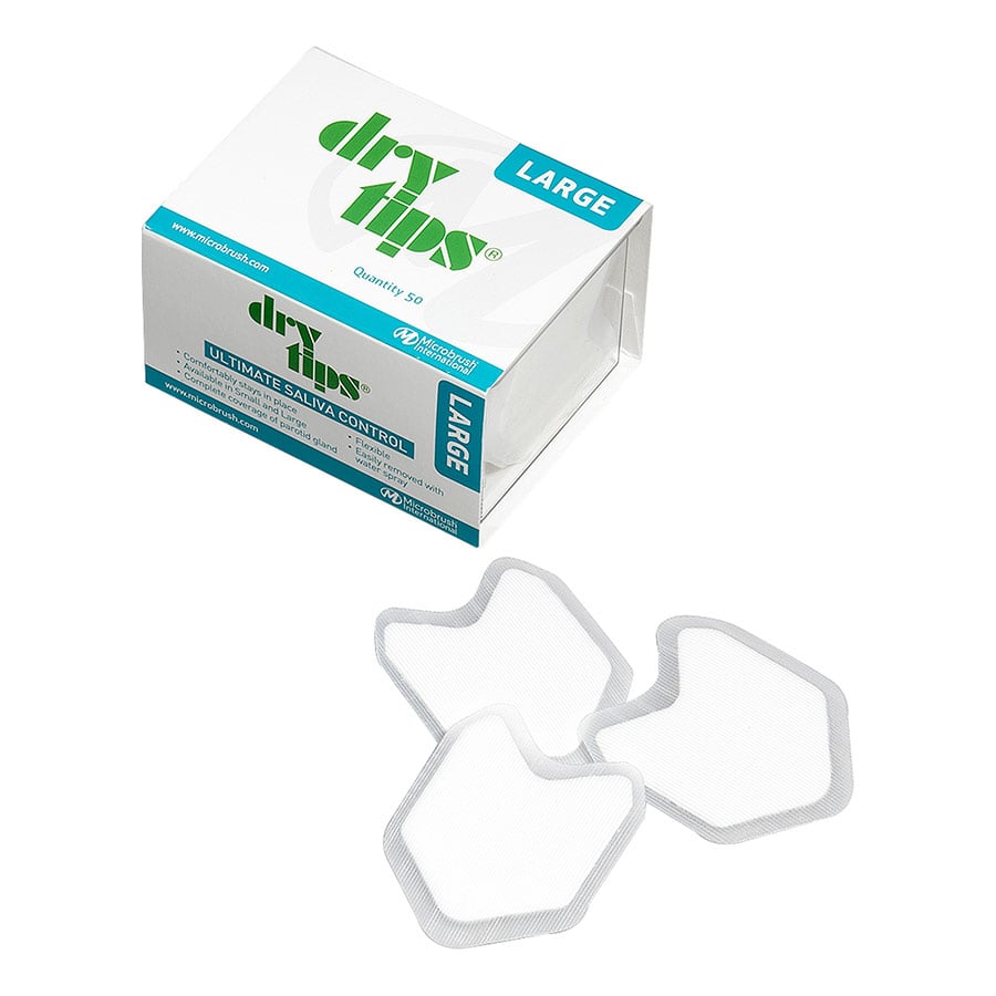 Dry Tips® Cotton Roll Alternative, Large, White, 50/Pkg, 291542