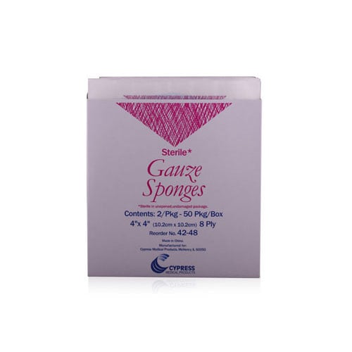 Pro Advantage Sterile Gauze Sponge, 2s, 4" x 4", 8-Ply, 25/Tray, P157024