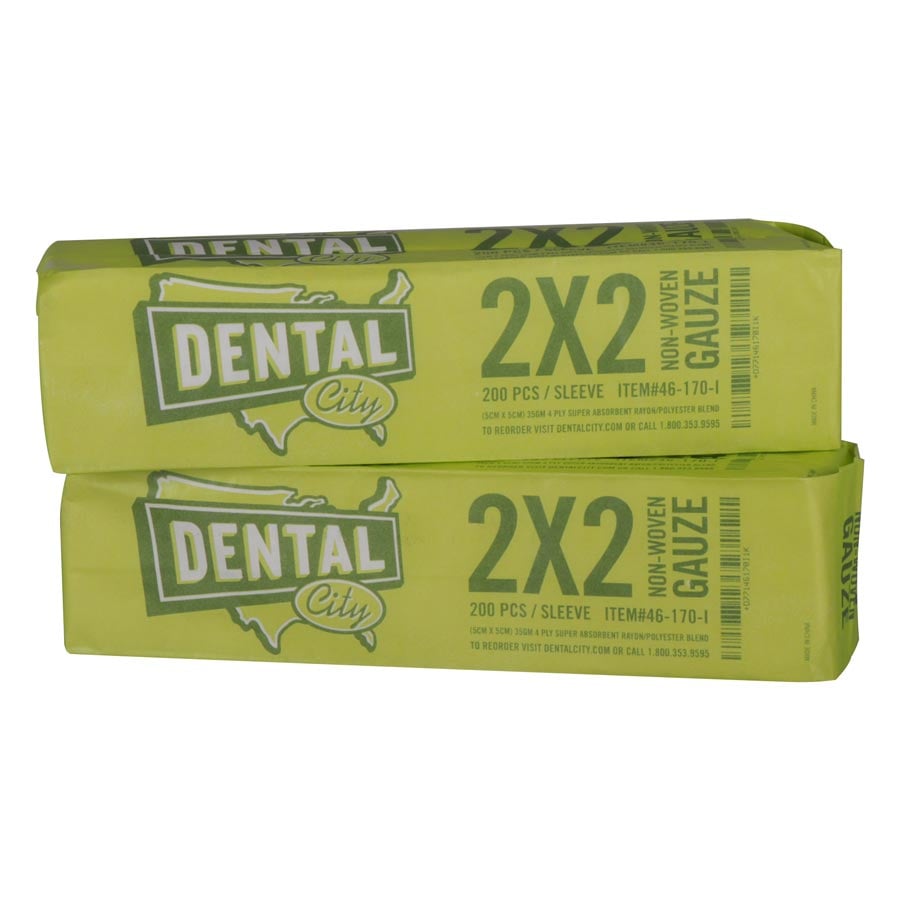 Dental City 2x2 4-Ply Non-Woven Gauze, Rayon/Polyester, 35g, 5000/Case