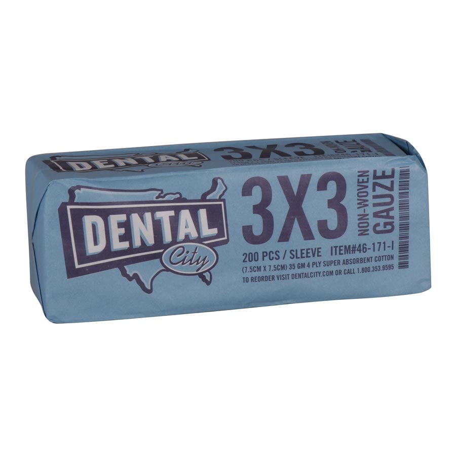 Dental City 3x3 4-Ply Non-Woven Gauze, 35 gsm, 200/Sleeve