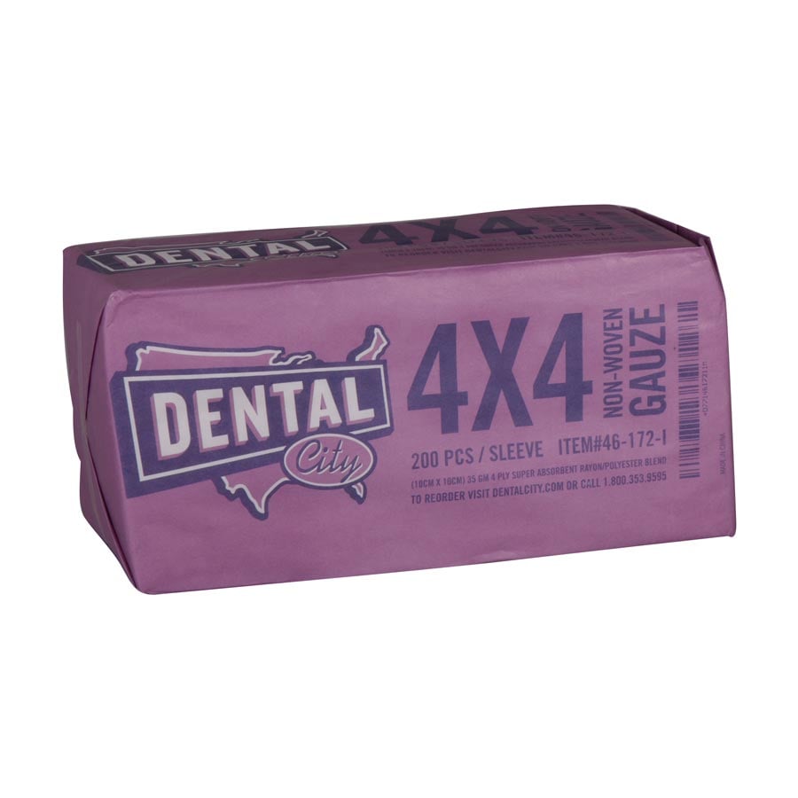 Dental City 4x4 4-Ply Non-Woven Gauze Sponges, 35 gsm, 200/Sleeve