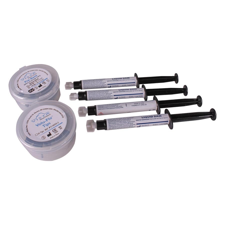 Vista Apex Liquid Dam Standard Kit, Blue Resin Barrier, 4 x 2mL Syringes with 20ga Pre-Bent Tips & Volu-Flo Tips, #316050